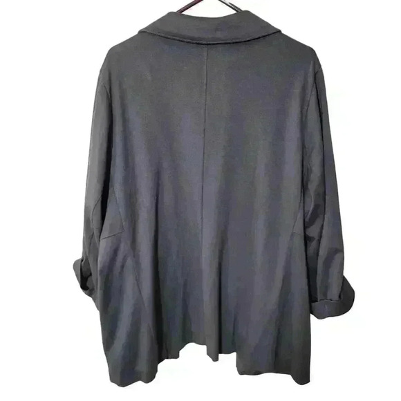 Torrid Blazer Womens 3X Gray Jersey Knit Open Front Tab Sleeve Pockets Career - Picture 3 of 13